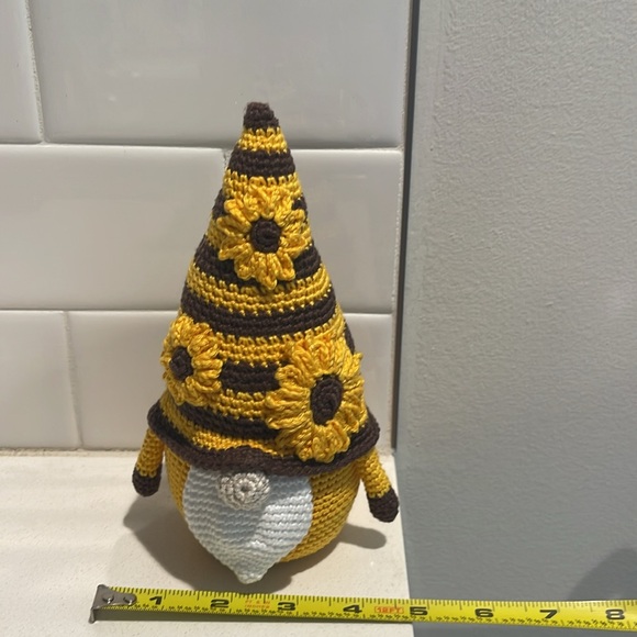 Handcrafted Sunflower Gnome Amigurumi Crochet Home Decor Flower Summer Cheer - Picture 9 of 10